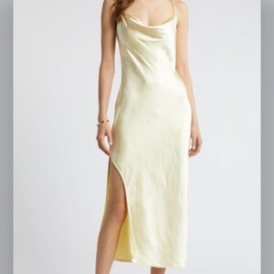 Open edit butter yellow cowl neck slip dress